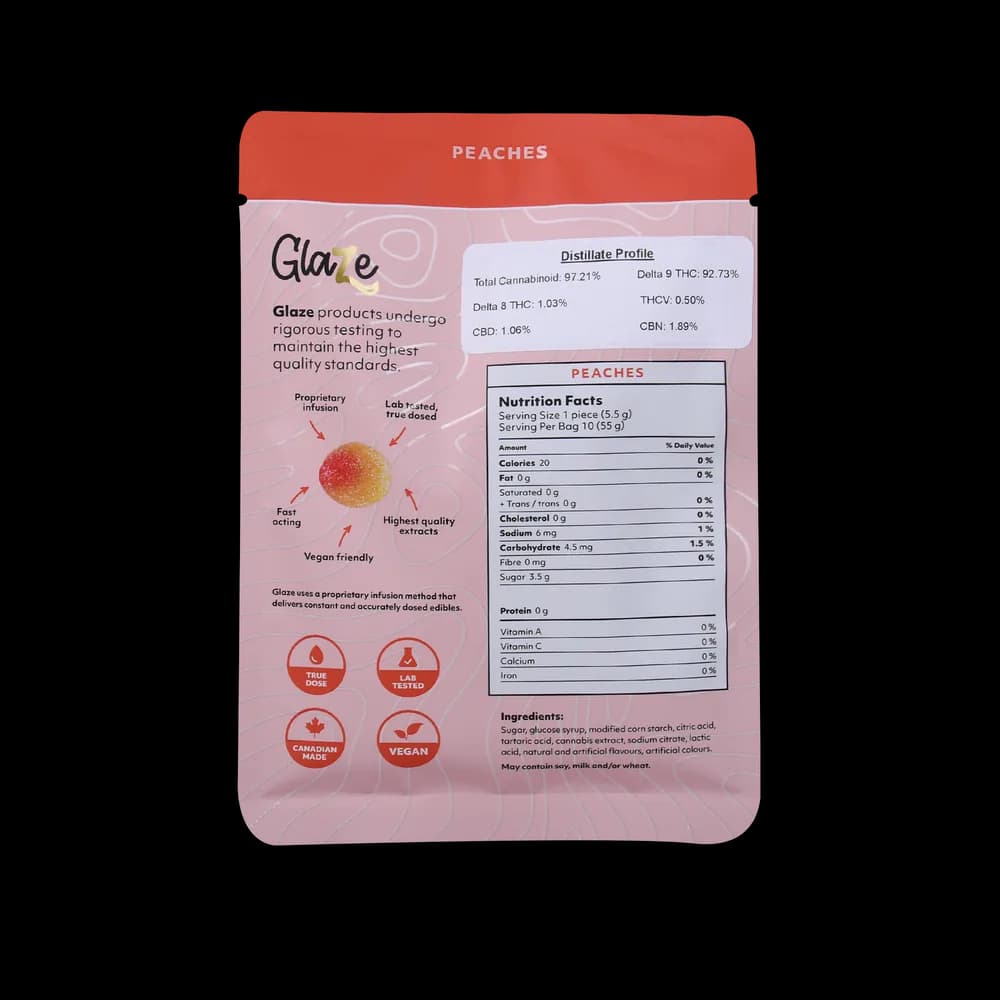 400mg THC Gummies - Peaches by Glaze
